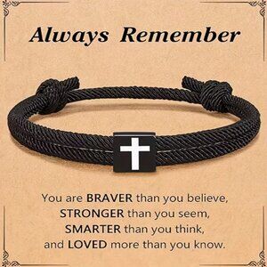 Always Remember Cross Stainless Hypoallergenic Bracelet STRONG LOVED Gift NWT